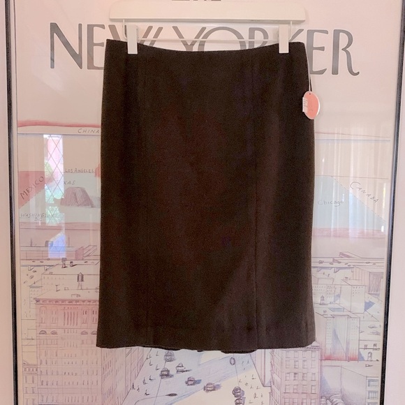 NWT Rebecca Taylor espresso wool pencil skirt with back vent detail size 4 - Picture 2 of 13
